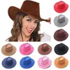 Berets 2023 Women Men Fashion Western Suede Cowboy Hat Wide Brim Jazz Felt Fedora Party Festival Fancy Dress Accessories