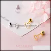 Stud 925 Sterling Sier Orecchini per le donne Wedding Engagement Party Heart Girl Hollow Minimalism Aretes 3503 Q2 Drop Delivery Jewelry Dhkao