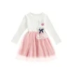 Girl Dresses Easter Born Infant Baby Girls Long Sleeve Dress Lovely Doll Decoration Double-Layer Hem Gown 6M-3T