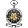 Pocket horloges luxe Sliver blauw mechanisch horloge voor mannen vrouwen steampunk skelet skelet fob keten hanger gouden gouden montre de poche