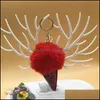 Key Rings Fashion Leopard Cone Fluffy Pompom Ice Cream Keychains Jewelry Cartoon Plush Pendant Women Car Keyfobs P383Fa Drop Delivery Dheod