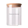 Garrafas de armazenamento Jarros 1 PC Vidro Jar Clear Latister com tampa de bambu para cafeteira solta Sugar1 Drop Drop Drop Home Garden Housekee DHA9R