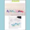 Stud New Fashion Chiffon Butterfly Earrings For Women Girls Imitation Pearls Big Hook Long Dangle Tle Wings Party Jewelry Gifty Drop Dhkjv