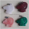 Pendant Necklaces 2022 Fashion Carving Mixed Assorted Natural Stone Animal Sheep Head Pendants Charms Jewelry 10Pcs Wholesale Drop De Dh43O