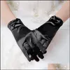 Пять пальцев перчатки женщины свадебные свадебные короткие атласные флаяные пальцы запястья костюмированная вечеринка выпускной вечеринки с капля