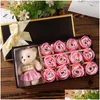 Cadeau cadeau 8 couleurs boîte d'ours rose petite fleur de savon pour la fête de la Saint-Valentin cadeaux de mariage1 livraison directe maison jardin festif sup Dhinh