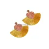 Dangle Chandelier Bohemian Earrings Fashion Jewelryfan Shape Tassel Pu Leather Peach Heart Drop Delivery Jewelry Dhc5P