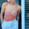 Kvinnotankar stickade rör toppar kvinnor solid stropplös korsett sommar grundläggande backless off axel skörd topp bustier casual streetwear camisole