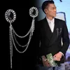 Broches estrela Men Ter Suit Broche Fashion Crystal Rhinestone Tassel Tassel Chain Broches Chain Bollar Collar Pins de lapela Mulheres