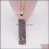 Pendant Necklaces Jln Geode Druzy Long Bar Rec Agate Genuine Gemstone Natural With Brass Chain Necklace 37 W2 Drop Delivery Jewelry P Dhq6B