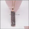 Pendentif Colliers Jln Geode Druzy Long Bar Rec Agate Véritable Pierre Naturelle Avec Chaîne En Laiton Collier 37 W2 Drop Delivery Jewelry P Dhq6B