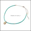 Pendant Necklaces Fashion Shell Choker Necklace For Women Green Nature Stone Beads Chain Trendy Jewelry Gift Drop Delivery Pendants Dh129