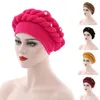 Visors Beautiful Turban Cap Pure Color Braids Headgear Brimless Twist Head Wrap