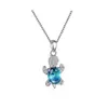 Naszyjniki wisiorek słodkie niebieskie fioletowe owalne cyrkon tęczowy żółw kamienny dla kobiet mody biżuteria mticolor kryształowy naszyjnik Zwierzęc upuść ot6el