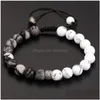 Beaded Strand Natural Stone Armband Obsidian Labradorite Lapis Lazi turkoises smycken gåva för män kvinnor justerbara 8 mm dropp deli dhgdi