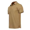 Men's Polos Men POLO Shirt T-shirt Solid Color Turn-down Collar Short Sleeves Pullover Match Casual Split Summer Tops