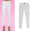 Jeans da donna Fashion Zip Up Motor Biker Pantaloni da donna in denim skinny elasticizzati bianchi sottili Pantaloni a matita per le donne