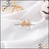 Stud New Fashion Shell Irregar Pearl Dangle Drop ￶rh￤ngen Retro Gold Metal Conch Earring For Women Girl Summer Beach Party Jewelry G Dhnjt
