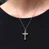 Hänge halsband titanståltråd wrap cylindrical cross halsband hängen för kvinnor män unisex smycken silver färg