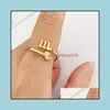 Band Rings Unique Design Stainless Steel Angel Ring For Women Personalized Custom 111999 Lucky Number Initial Finger Fashion Jewelry Dh9Xv