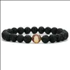 Kralen 8 mm zwarte lava steen honkbal kralen braclets etherische oliediffuser armband voor vrouw mannen sieraden drop levering armbanden otnzk