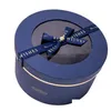 Geschenkpapier Hochwertige Hollowout Box Blau Rund Rechteck Bronzing Geprägtes Muster Band Jahr Party Schal Schmuck Papier Box1 Drop Del Dhv52