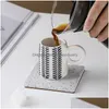 Occs Nordic تصميم هندسي صغير Espresso Cups Ceramic Hand Painting Coffee Latte Mug Cup Table Drinkware Microwave Gasher SAF DHYB7