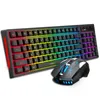 2.4g Mouse de teclado recarregável 2.4g Combo 96 teclas RGB Teclado da membrana colorida Backlight Gaming Mouse Conjunto