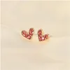 Stud Fashion Jewelry S925 Sier Needle Cute Heart Boucles d'oreilles Rhinstone Drop Delivery Dhguq