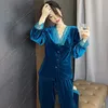 Mulheres para dormir FDFKLAK MULHERES AUTOTON WINTRON GOLD VELVET PAJAMAS SET STILHO DE MODAÇÃO TROURSIS DE MAIS SLIGUE