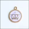 Charms 100st Gold Tone 17x20mm Emalj Crown Oil Drop Crystal Pendant Fit Armband DIY Fashion Jewelry Accessories 656 T2 Leverans F DH0OS