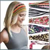 Stirnbänder Casual Print Stretch Baumwolle Stirnband Für Frauen Elastische Kopfbedeckung Turban Kopf Schal Bandage Wrap Haar Zubehör Drop Deliv Ot3Oh