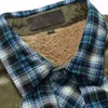 Herrenwesten, groß, hoch, Fleece, für Herren, lässig, Herbst und Winter, karierter Druck, Revers, Knopfleiste, Langarmshirt, Patchwork, lockerer Mantel, Herren