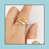 Band Rings Unique Design Stainless Steel Angel Ring For Women Personalized Custom 111999 Lucky Number Initial Finger Fashion Jewelry Dh9Xv