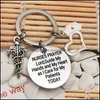 Nyckelringar Ring Heart Charm Pendant Nurse KeyChain Medical Logo Cap Grave Words Nurses Prayer Lord rostfritt st￥l g￥vor Drop Deliv Dho1m