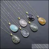 Konst och hantverk Natural Quartz Stone Pendant Halsband f￶r kvinnor L￤kande smycken Pendum Amazonite Labradorite Pink Crystal DHVT5