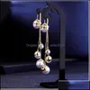 Dangle Lustre 925 Boucles d'oreilles Sier Modèles féminins Simple Perle Tempérament créatif Corée Rétro Bijoux Poire Blanche Ladys Étudiants Dhwmu