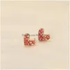 Stud Fashion Jewelry S925 Sier Needle Cute Heart Boucles d'oreilles Rhinstone Drop Delivery Dhguq