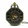 Pocket Watches Antique Octagon Numbers Hand-Winding Skeleton Mechanical Watch With Fob Chain For Men Women