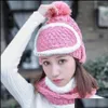 Party Hats Women Winter Warmer Threepiece Set Hat Mask And Scarf Knitted Plus Veet Warm Rre11477 Drop Delivery Home Garden Festive Su Otpy2