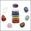 Arts et artisanat 7 Chakra Set Reiki Ornements en cristal de pierre naturelle Colonnes hexagonales Irregar Rock Quartz Yoga Energy Bead Healing Ar Dhmcl