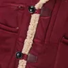 Erkek Ceketler Erkek Kapşonlu Kış Düğmesi Ceket Yakası Yakası Uzun Kollu Yastıklı Deri Ceket Vintage Kalın Koyun Dinini