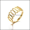 Anneaux de bande en acier inoxydable 18K évidé anneau géométrique en forme de coeur chiffres romains pour les femmes bijoux livraison directe Otclf