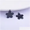 Charms 12Pcs Making Eearring Black Flower Lilies Rose Pendant Jewelry Accessories Drop Delivery Findings Components Dhn1S