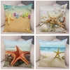 Pillow Sea Star Cover impresso para sofá Decoração de carro em casa Belas cenário de fronhas super macio de pelúcia curta praia