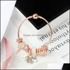 Bangle Original Pandoras Fashion S925 Sier Rose Gold Charm Beads Block Banles Banles Breaks Bracelets Biżuteria Holiday GIF OTZ9F