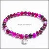 Bracelets De Charme Naturel De Guérison Cristal De Pierres Précieuses Bijoux Agate Perles Pour Femmes Hommes Couple Pendentif Élastique Bracelet Q302Fz Drop Delive Dhz5U