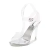 Sandalen kristal mode damesschoenen 10,5 cm dunne hiel transparante sexy wilde catwalk high hakken model nachtclub prestatieschoen