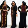 Etnik Giyim Afrika Dashiki Elbise Boncuk Müslüman Abaya Banka Bandaj Uzunluğu Maxi Bazin Vintage Uzun Kollu Çubuk Gowns Africa Seksi Lady