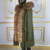 女性の毛皮のフェイクナチュラルコート大きな大きな襟フード厚い暖かい本物のレアルリアンデタッチ可能な冬のジャケットストリートウェアウーマンの女性swomen's